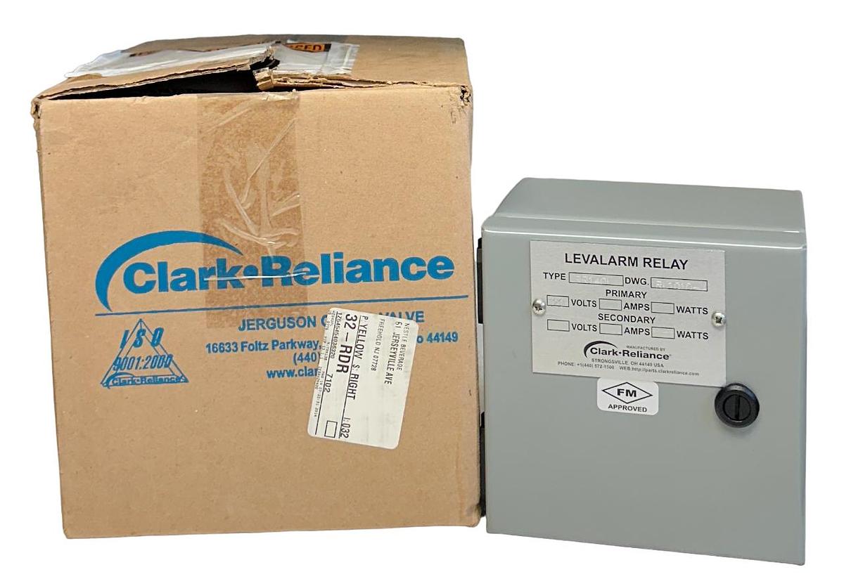 Used CLARK RELIANCE RR140L / RL1010-A LEVALARM RELAY 120V NSMP