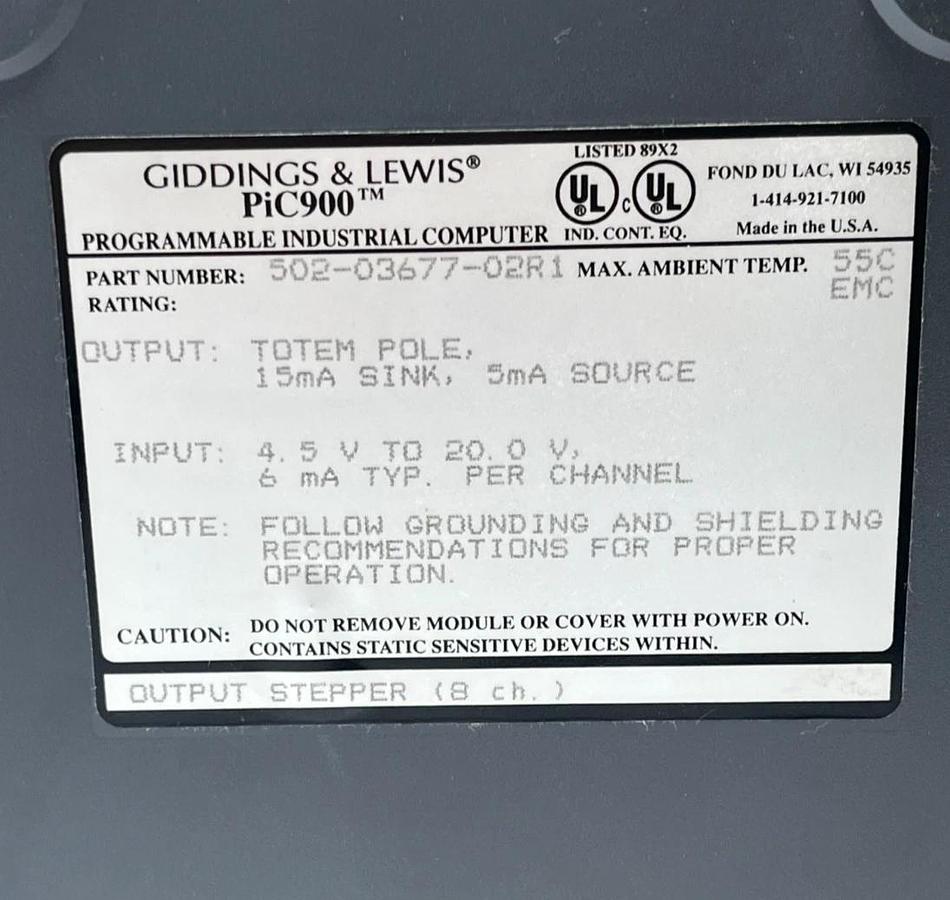 Giddings & Lewis 502-03677-02R1 PiC900 Output Stepper Module 8-CH 5020367702 NEW