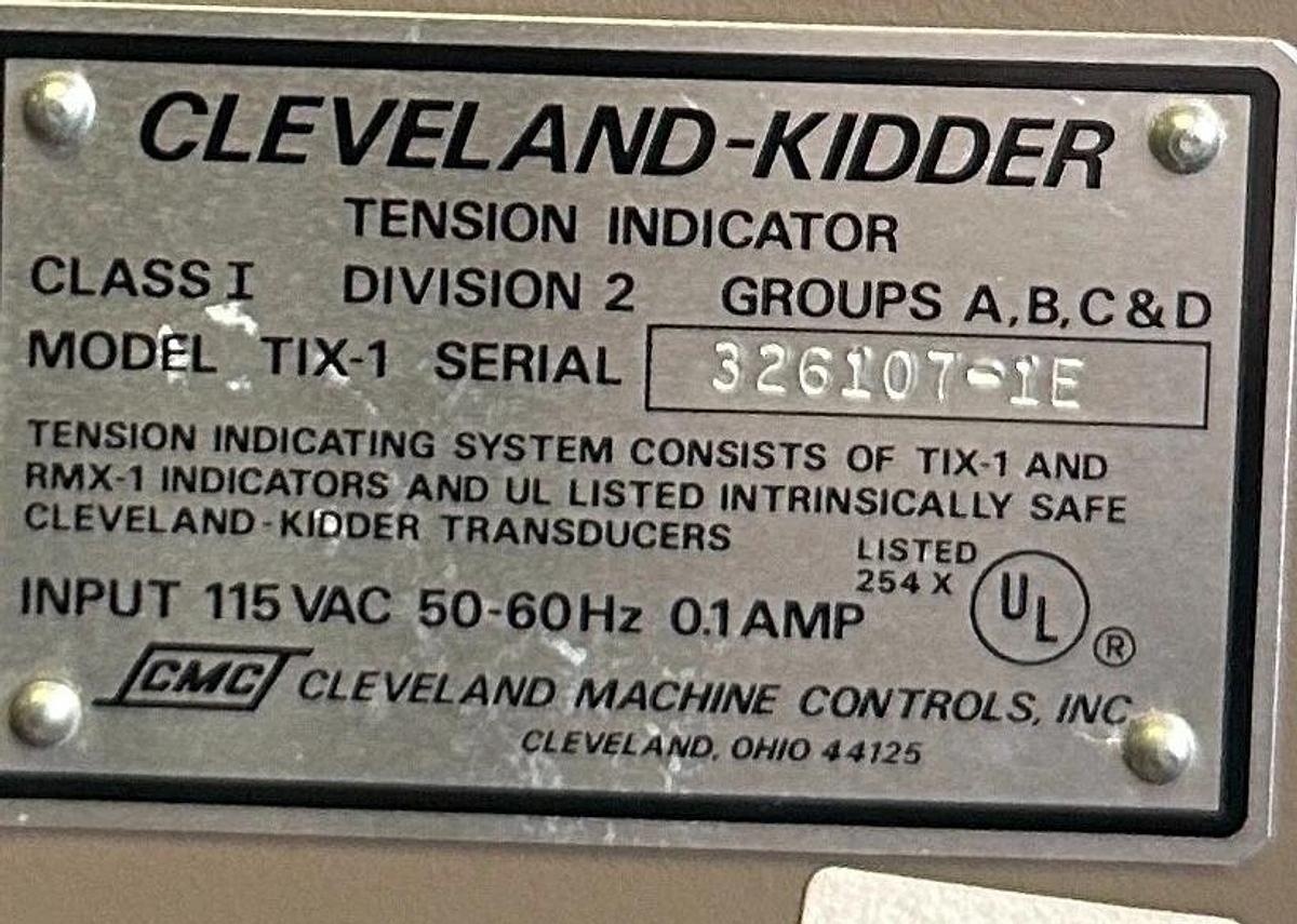 NEW CLEVELAND-KIDDER TIX-1 / TIX1 TENSION INDICATOR 115VAC 50/60Hz 0.1AMP