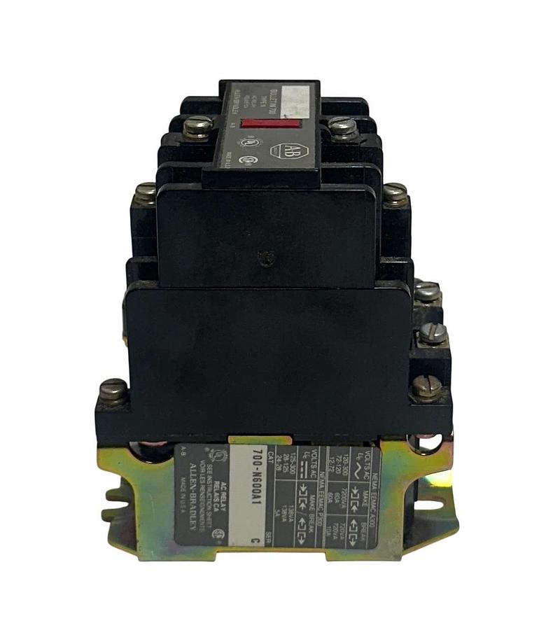 Used ALLEN BRADLEY 700-N600A1 /C BULLETIN 700 AC CONTROL RELAY 120-300VAC USNP