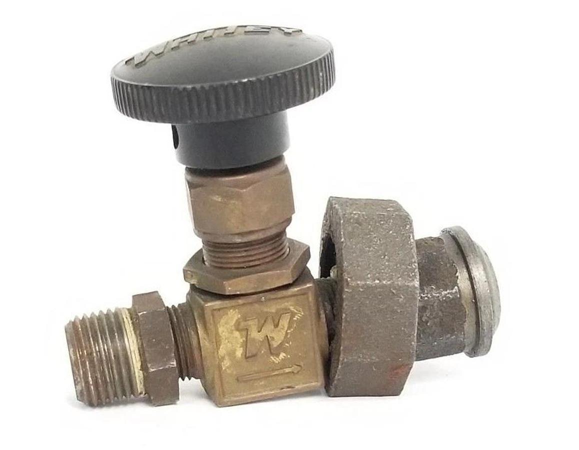 Used WHITNEY B-1RM6 BRASS INTEGRAL BONNET NEEDLE VALVE 3/8 IN. MNPT