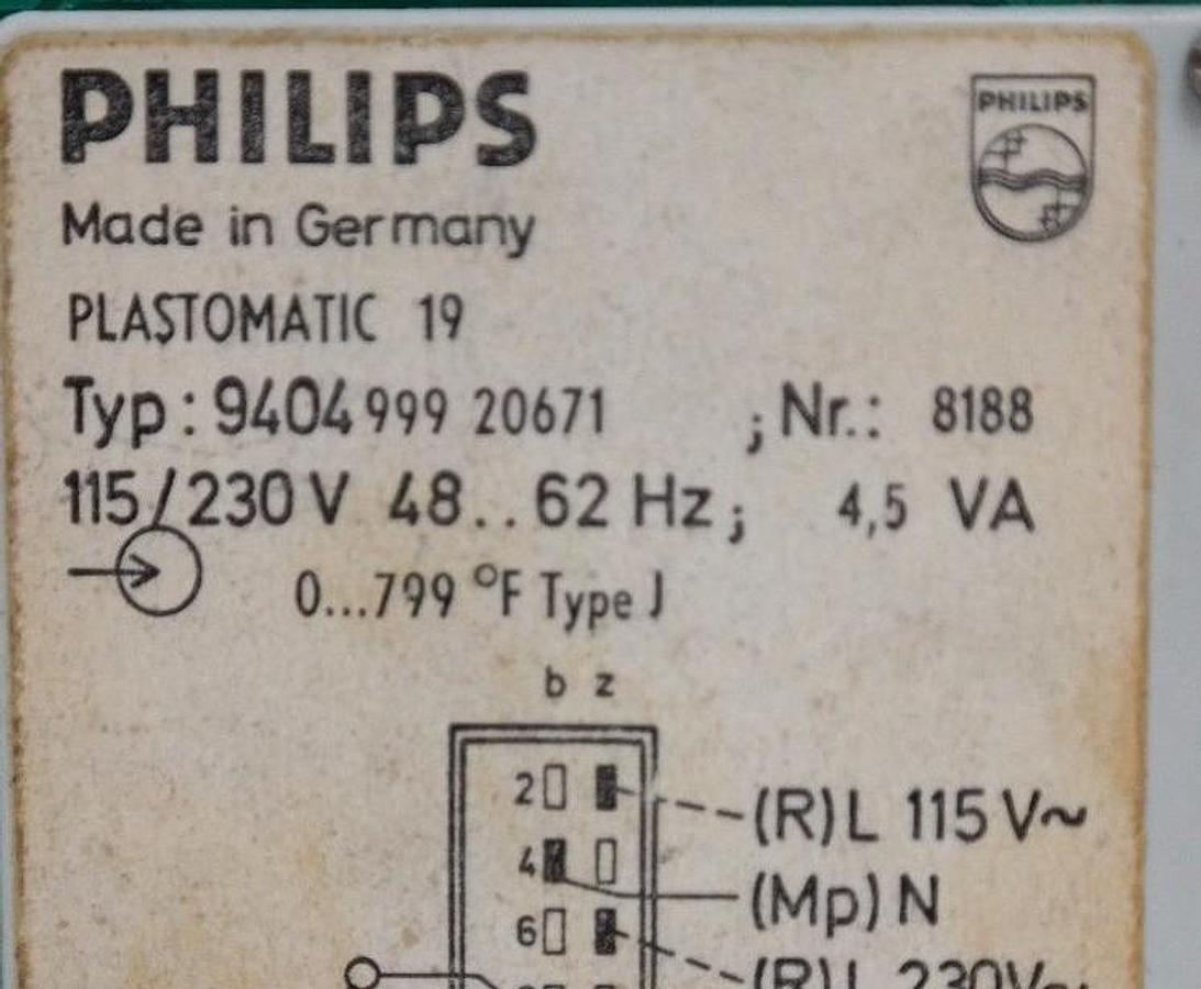 Used PHILIPS PLASTOMATIC 19 TYP: 940499920671 NR; 8188 115/230V 48...62HZ 4,5WA