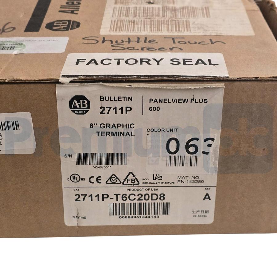 Used Allen Bradley 2711P-T6C20D8 /A PanelView Plus 6 600 Terminal Touch Screen NSMP