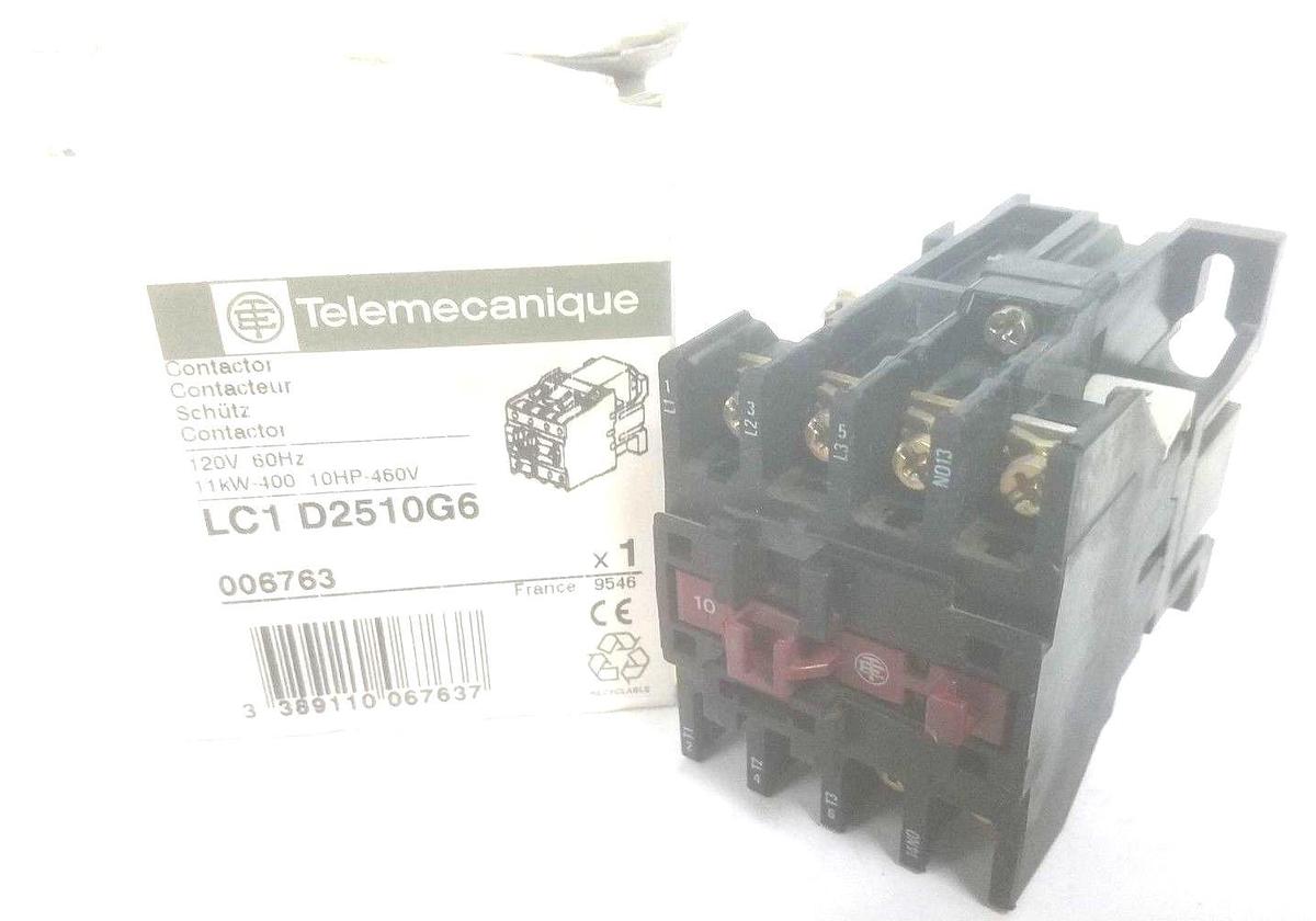 Used NIB TELEMECANIQUE LC1-D2510G6 CONTACTOR 120V, 60HZ, 006763, LC1D2510G6