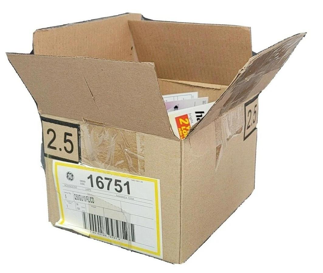 Used BOX OF 5 NEW GENERAL ELECTRIC Q50GU10/FL/CD INCANDESCENT LAMP BULB Q50GU10FLCD