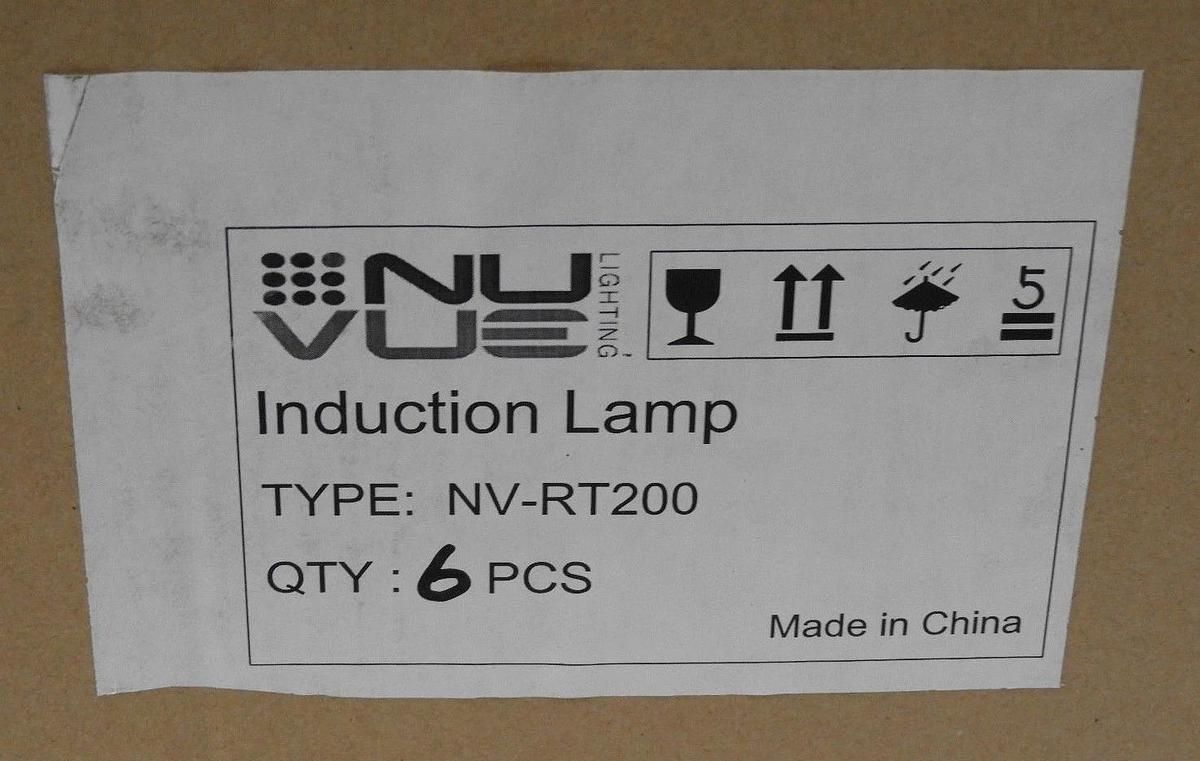 Used BOX OF 6 NEW NU VUE NV-RT200 ROUND TUBULAR INDUCTION LAMPS 200W, 16000-170000L