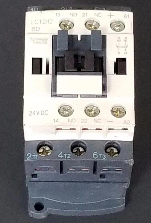 Used SCHNEIDER ELECTRIC LC1D12BD CONTACTOR 24VDC, LAD4TBDL