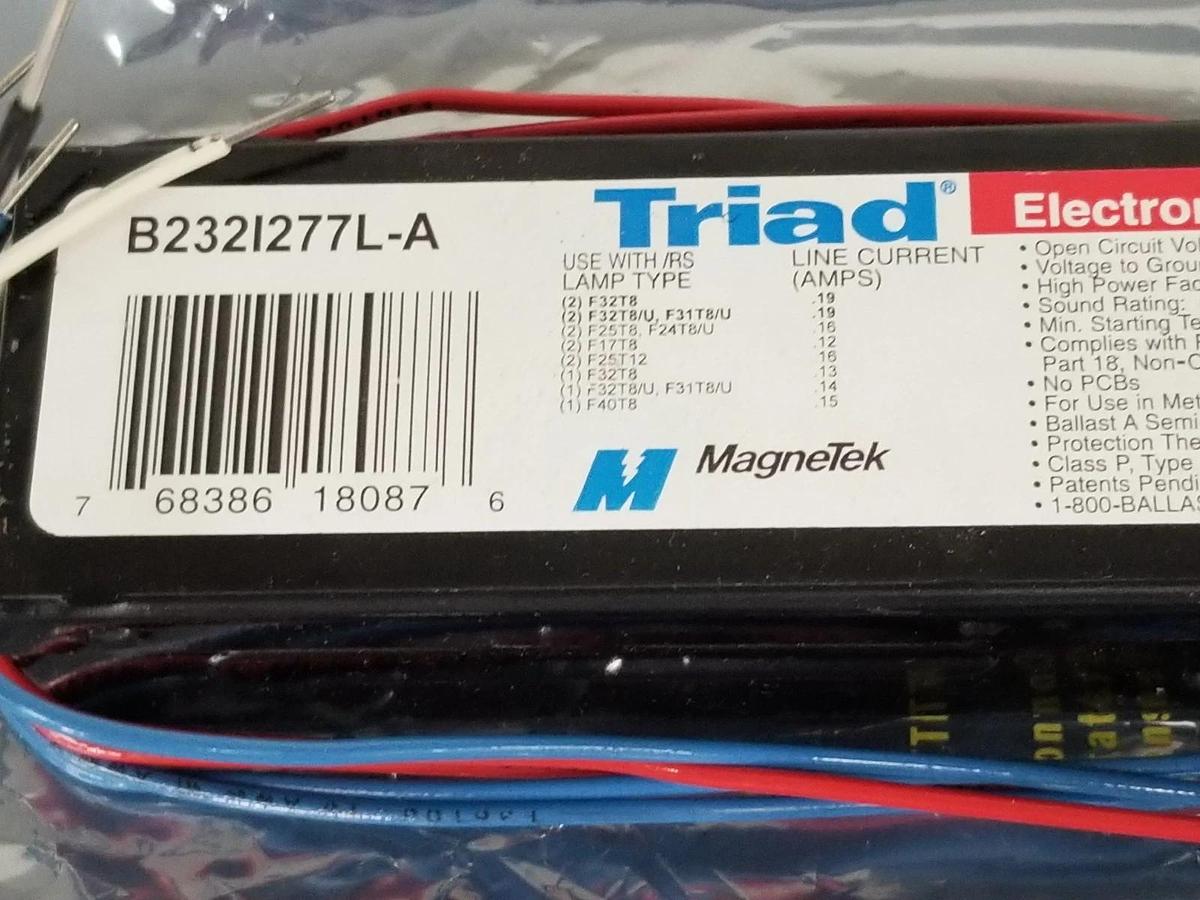 NEW MAGNETEK TRIAD B232I277L-A ELECTRONIC BALLAD 277V, 60HZ, B232I277LA