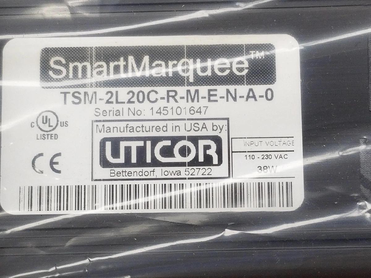 NIB AVG UTICOR SMART MARQUEE TSM-2L20C-R-M-E-N-A-0 LED DISPLAY TSM2L20CRMENA0