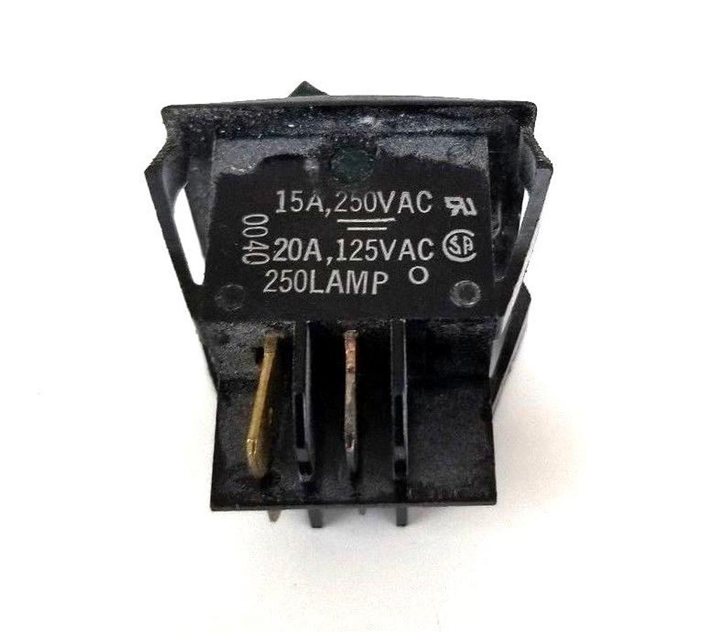 Used CARLINGSWITCH GREEN TOGGLE SWITCH 15/20A, 250/125VAC, 250LAMP, 0040
