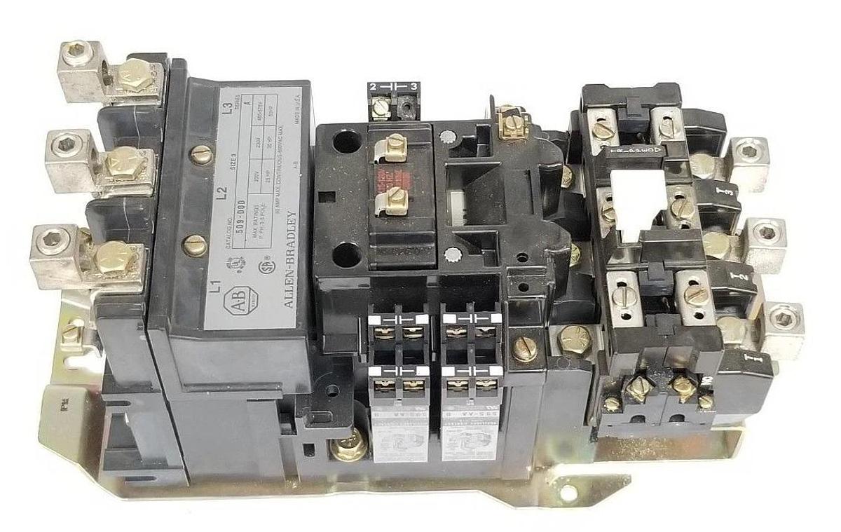 Used ALLEN BRADLEY 509-DOD STARTER SER. A, COIL: CD236 115-120V 60HZ, 595-AA , 595-A