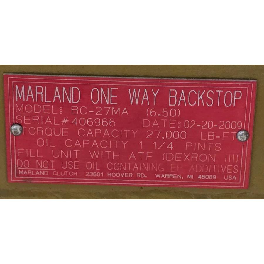 Used MARLAND CLUTCH (RRX) BC-27MA (6.50") ONE-WAY AUTOMATIC BC BACKSTOP W/TORQUE ARM