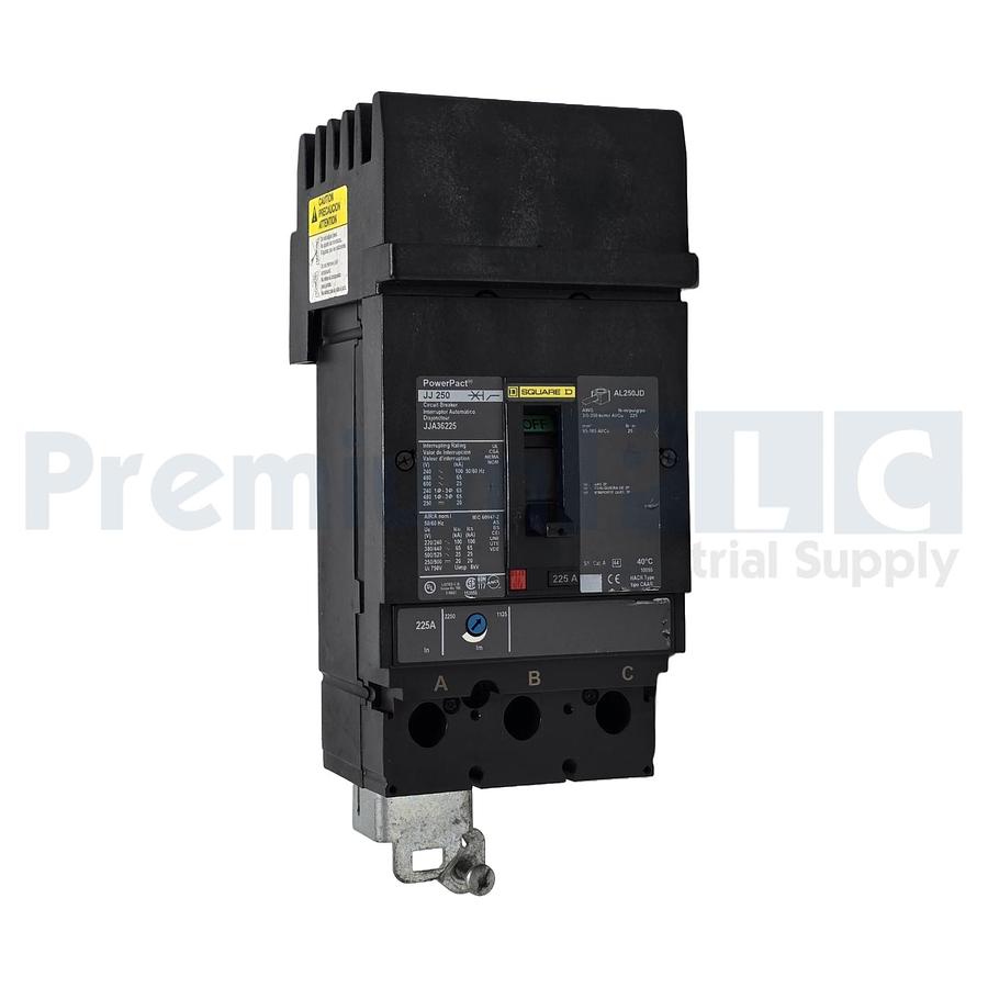 Used SQUARE D JJA36225 PowerPact JJ 250 CIRCUIT BREAKER 225A, 3-POLE, 600VAC NSNP