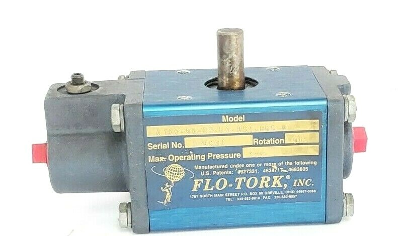 Used FLO-TORK A100-90-CR-ET-MS1-RKS-N ROTARY ACTUATOR 90DEG 125PSI A10090CRETMS1RKSN