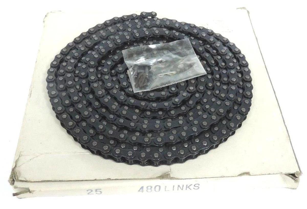 Used NIB WHITNEY CHAIN 25X10FT 480 LINKS PRECISION ROLLER CHAIN