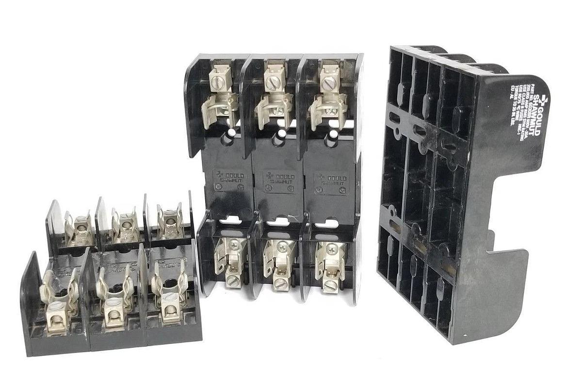 Used LOT OF 3 GOULD SHAWMUT 60308R FUSE HOLDERS 600V, 30A, 3P