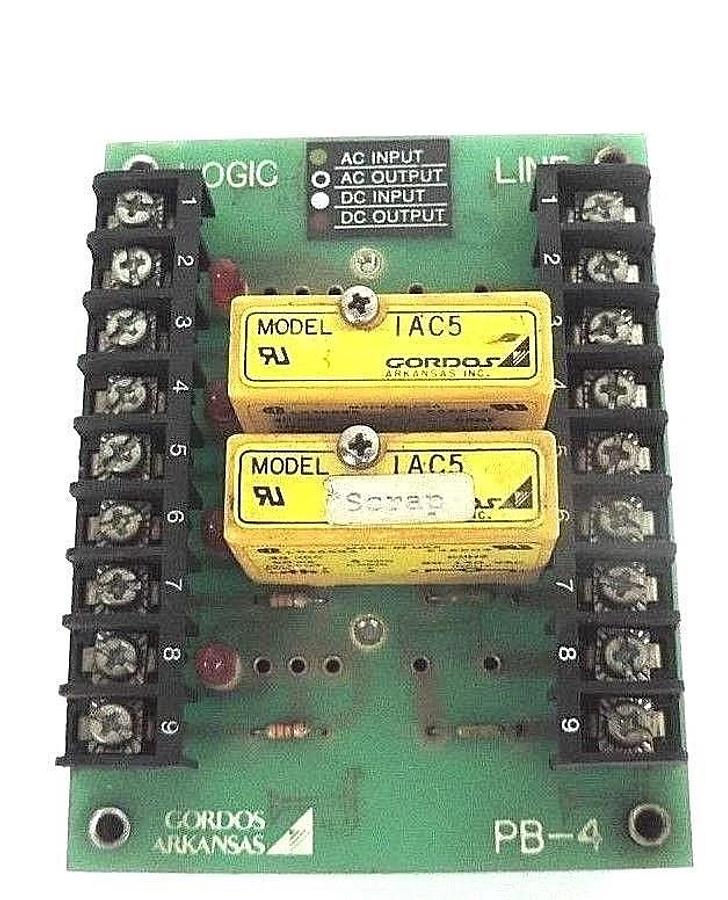 Used GORDOS ARKANSAS PB-4 BOARD W/ TWO IAC5 RELAYS 4487100016