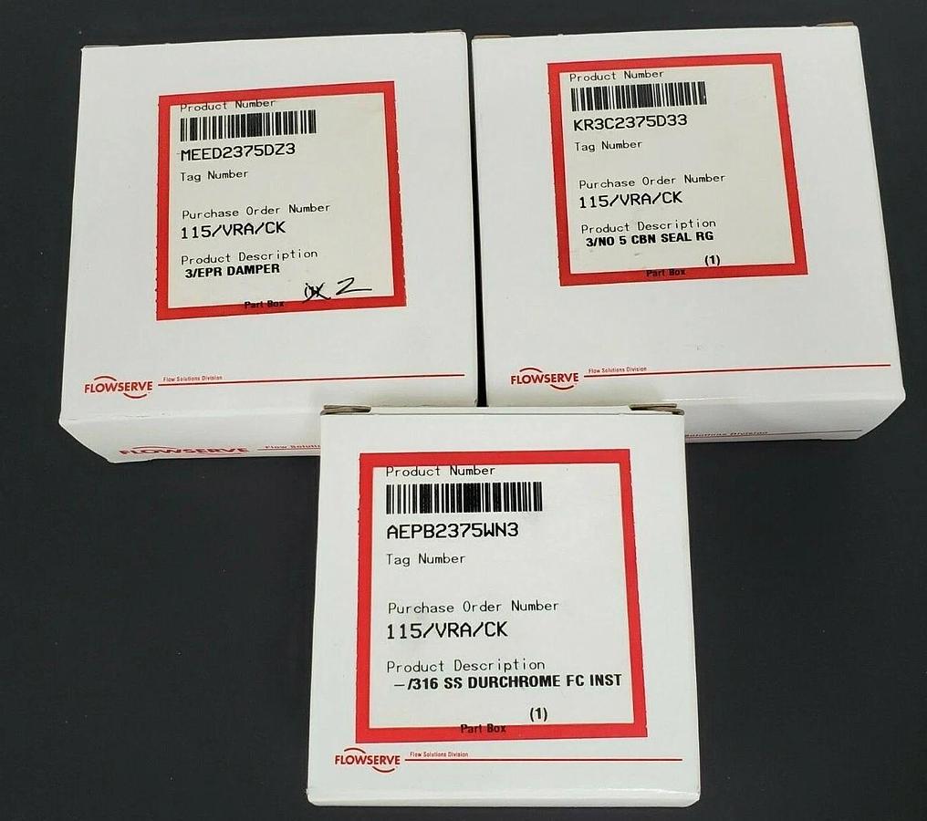 Used NIB FLOWSERVE 1.750 REPAIR KIT KR3C2375D33, AEPB2375WN3, MEED2375DZ3