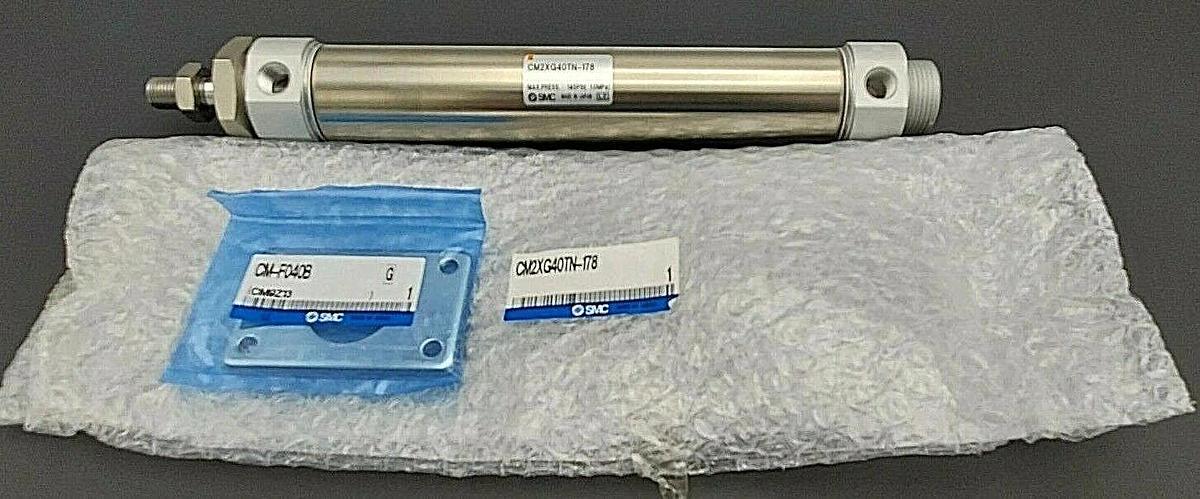 Used NEW SMC CM2XG40TN-178 MICROSPEED CYLINDER W/ CM-F040B CM9Z13 FLANGE BRACKETS