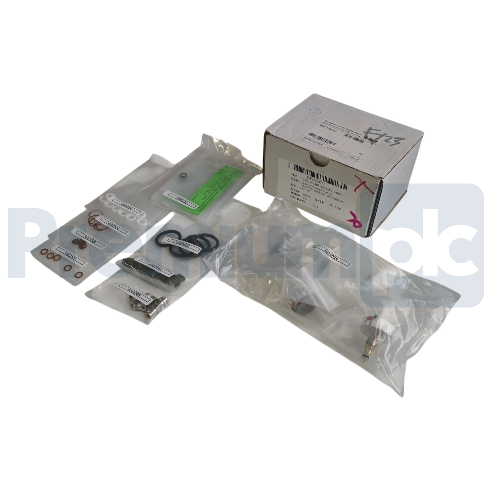Used Drager Draeger 4054417 Valve Maintenance Kit 4500 PSI (5 Pcs) OEM NSMP