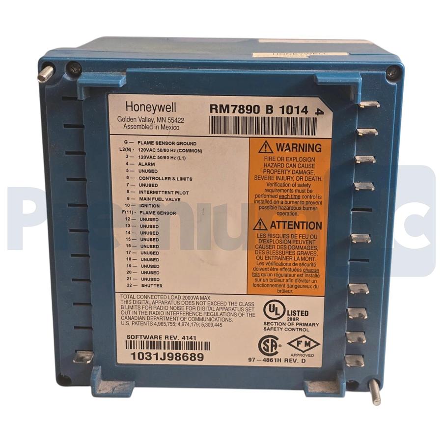 Used Honeywell RM7890B1014 Burner Controller w/ R7861A1026 UV Flame Amplifier USPI