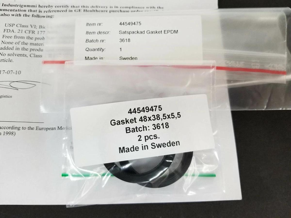 Used BAG OF 2 NEW GE HEALTHCARE 44-5494-75 FLAT GASKETS 48x38.5x5.5mm 44549475