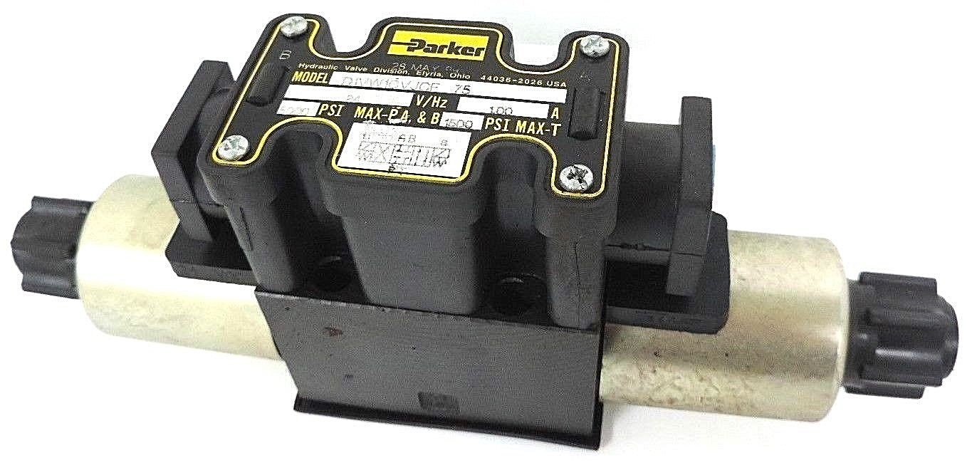 Used NEW PARKER D1VW1CVJCF-75 DIRECTIONAL VALVE D1VW1CVJCF, 24V, 1.00A, 5000PSI