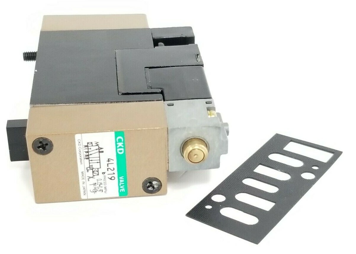 Used NEW CKD 4L219 SOLENOID VALVE 0.15-0.97MPa W/ P5132M0R PILOT VALVE 24VDC