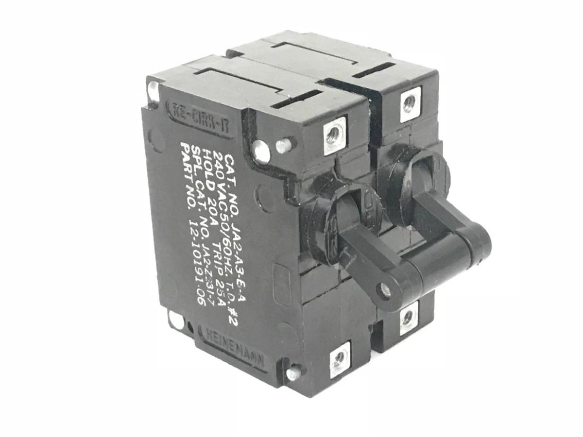 Used HEINEMANN JA2-A3-B-A CIRUIT BREKAER 240VAC, JA2-Z231-7, 12-10191-06, JA2A3BA