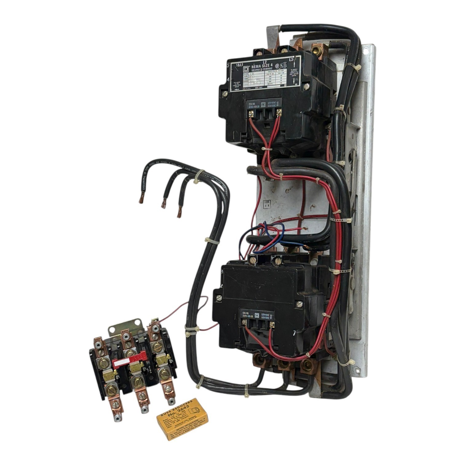 Used Square D 8702SFO1V02S NEMA Size 4 Reversing Contactor Assy. 110/120V Coil USPI