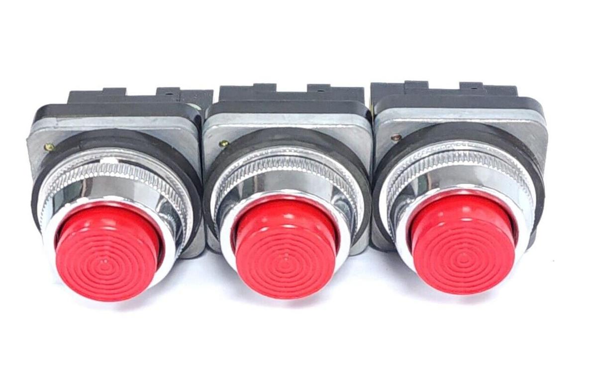 Used LOT OF 3 FUJI ELECTRIC 70C-IA / 70CIA RED PUSH BUTTON CONTACT BLOCKS 600V