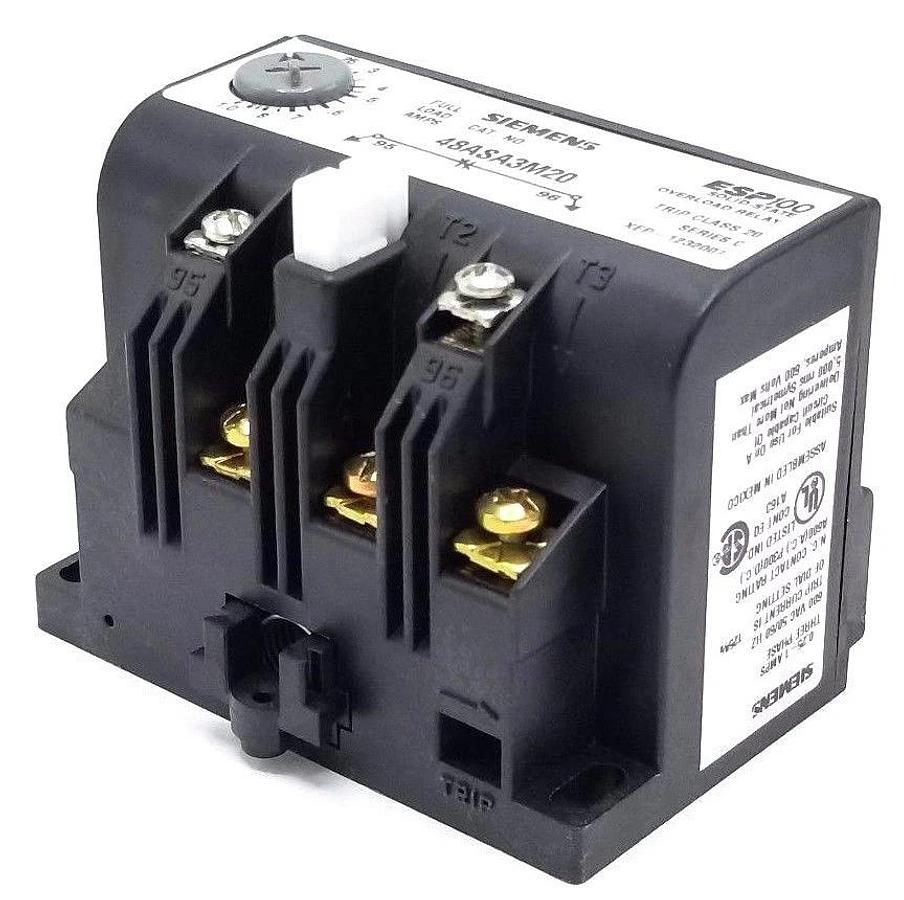Used SIEMENS 48ASA3M20 OVERLOAD RELAY .25-1AMP RANGE 3PH, 600VAC, ESP 100, SER. C