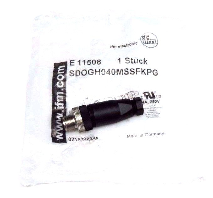 Used NEW IFM E11508 SDOGH040MSSFKPG CONNECTOR SOCKET STRAIGHT 4AMP 250VAC/DC