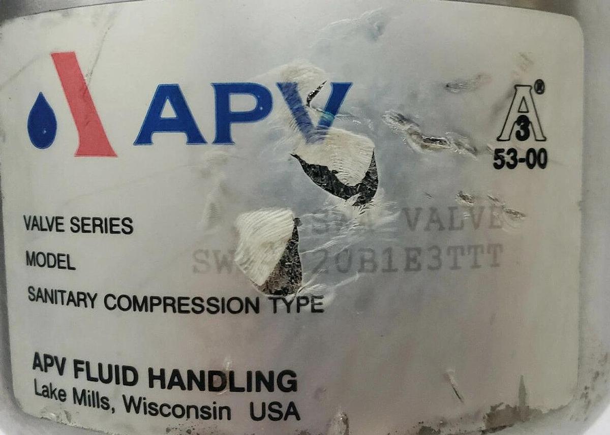 Used APV SW43T20B1E3TTT SINGLE SEAT VALVE, 70-150PSI, 5-10BAR, SERIES SW4