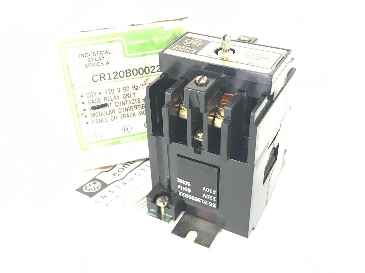 NEW GE GENERAL ELECTRIC CR120B00022 INDUSTRIAL RELAY SER. A, 120/110V COIL