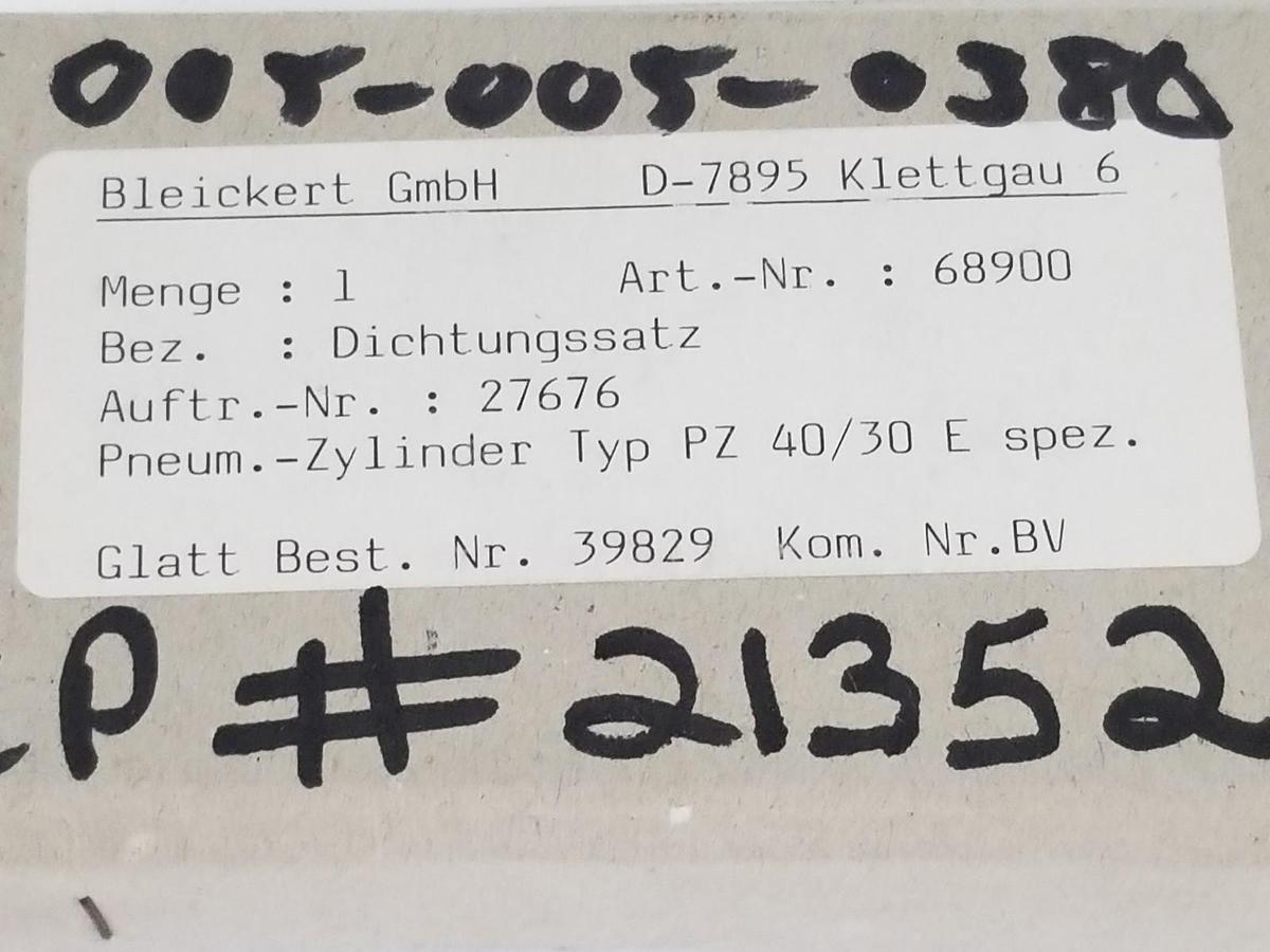 Used NIB BLEICKERT 68900 PNEUM. CYLINDER KIT TYPE PZ 40/30 E, 39826, 27676