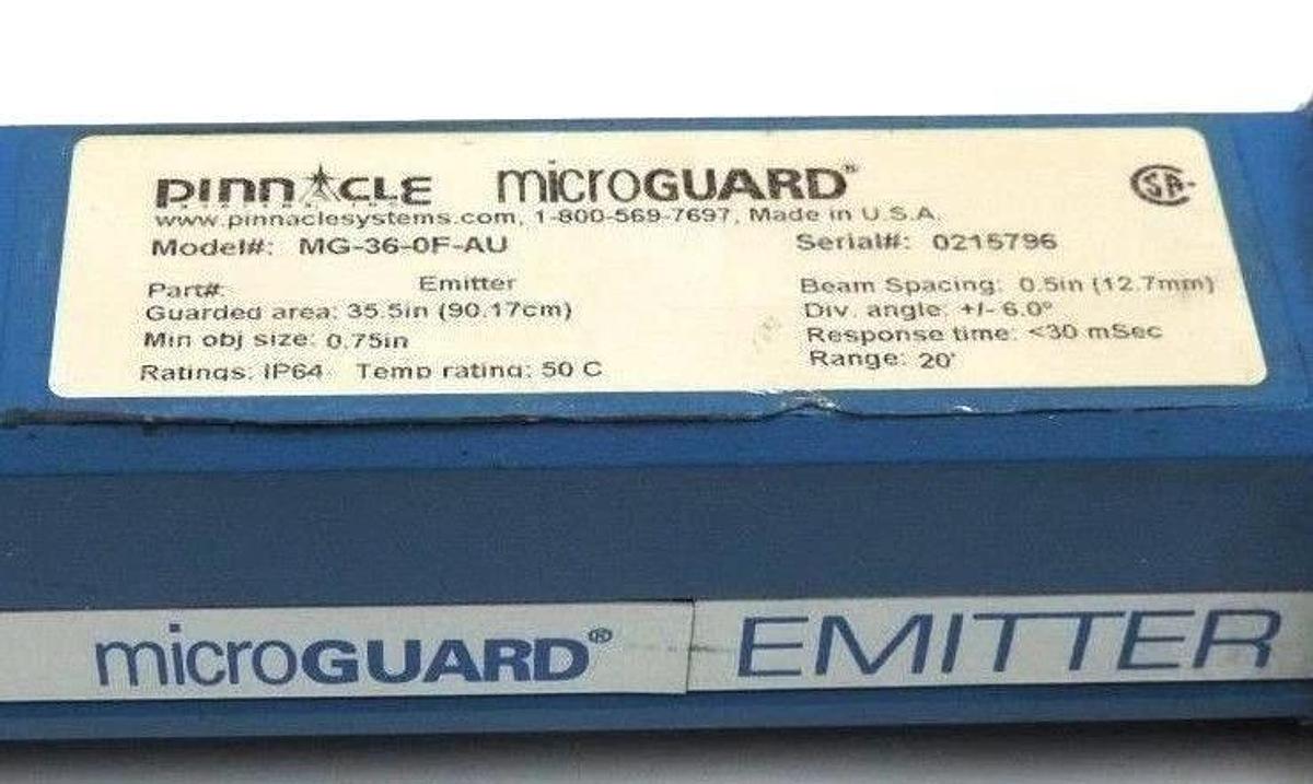 Refurbished SET OF PINNACLE MICRO GUARD MG-36-0F-AU LIGHT CURTAINS EMMITTER / RECEIVER