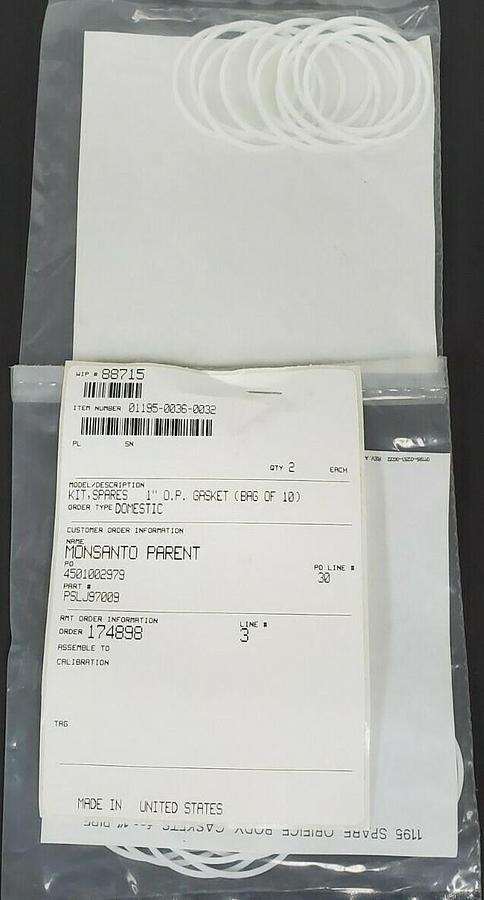 Used LOT OF 20 NEW GENERIC KIT, SPARES 1'' O.P. GASKETS 1195-0036-0032
