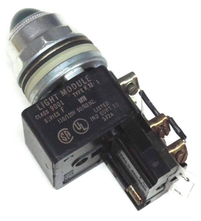 Used SQUARE D 9001-KM-1 PILOT LIGHT MODULE SER F W/ 9001-KA-1 CONTACT BLOCK