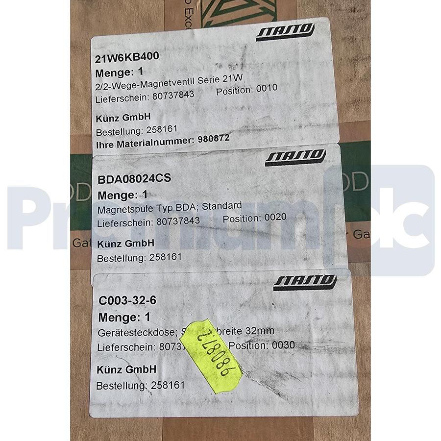 Used ODE STASTO 21W6KB400-BDA08024CS 2/2-Way Solenoid Valve Kit NC 1-1/2" Brass 24VDC
