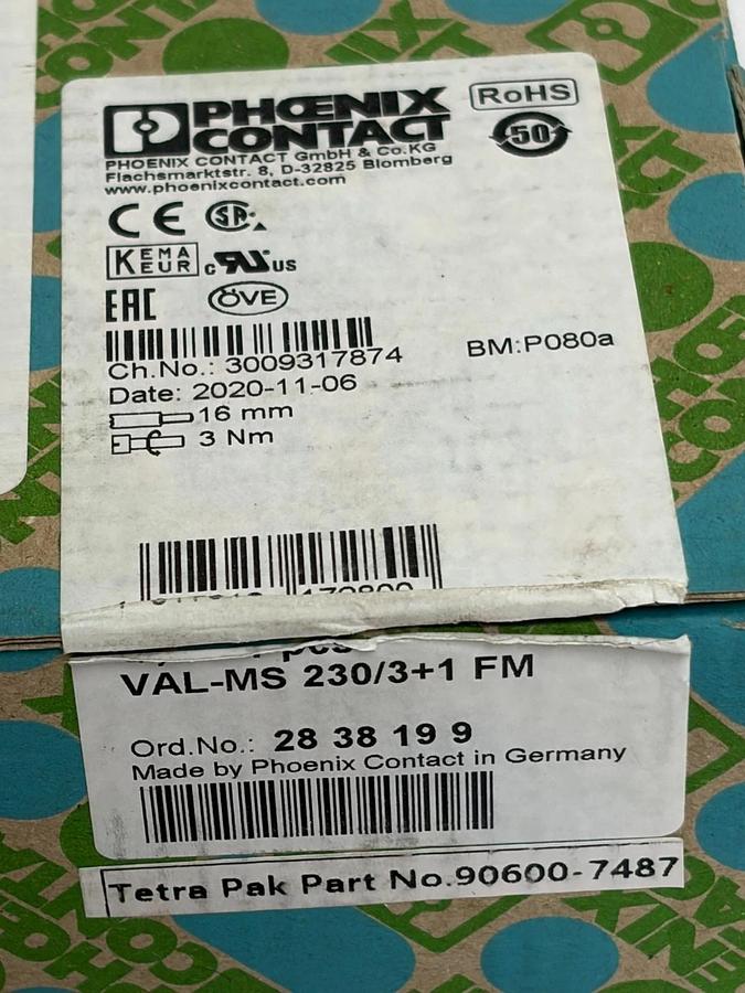 Phoenix Contact VAL-MS 230/3+1 FM Surge Protection Device 2838199 New Surplus