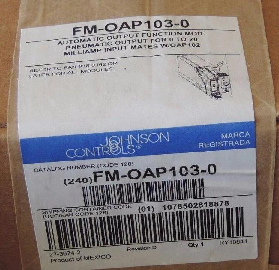 Used F/S JOHNSON CONTROLS FM-OAP103-0 AUTOMATIC OUTPUT FUNCTION MOD. FMOAP1030