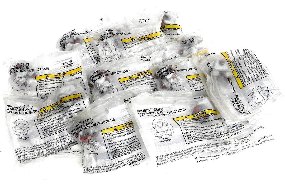 Used LOT OF 11 NEW CROSBY G-450 RED U BOLT WIRE ROPE CLIPS G450