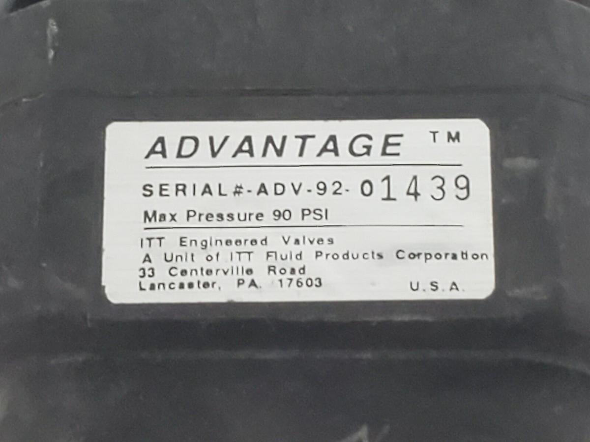 Used ITT ADV-92-01439 ADVANTAGE ACTUATOR 90PSI W/ 1819 1" DIAPHRAGM VALVE 25465 CF3M