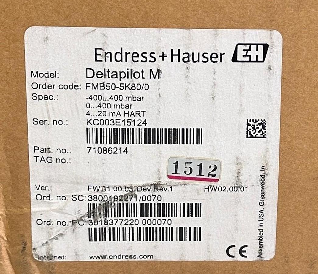 Used NEW ENDRESS + HAUSER FMB50-5K80/0 / 71086214 Deltapilot M HART LEVEL TRANSMITTER