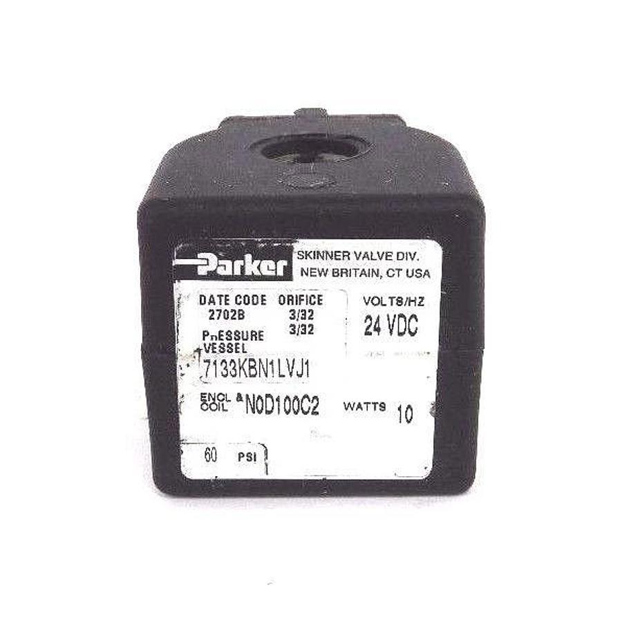 Used PARKER 7133KBN1LVJ1 VALVE 24VDC, 10 WATT, 3/32 ORIFICE, 7D100C2 22 1SHF7