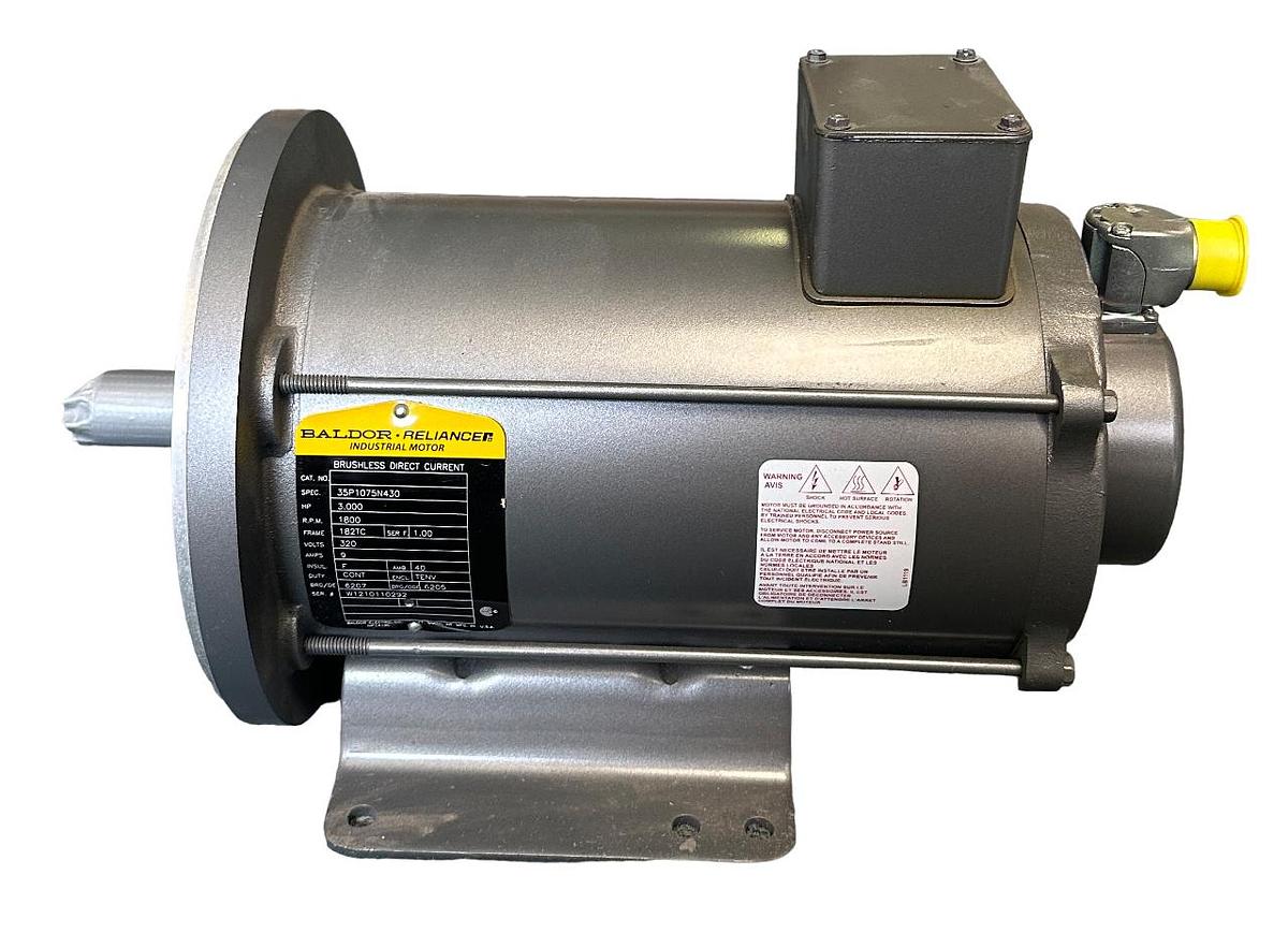 Used NEW BALDOR 35P1075N430 3HP BRUSHLESS DIRECT CURRENT INDUSTRIAL MOTOR 1800RPM 9A