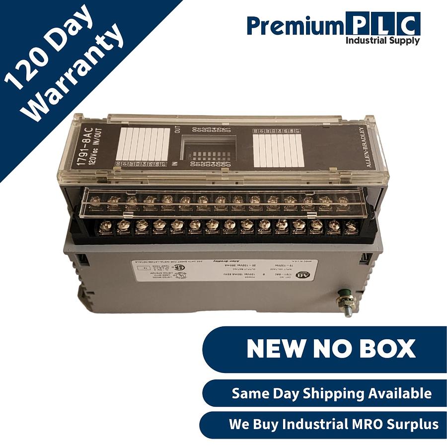 Used NEW ALLEN BRADLEY 1791-8AC /B AC BLOCK I/O MODULE 120VAC 8IN/8OUT 17918AC