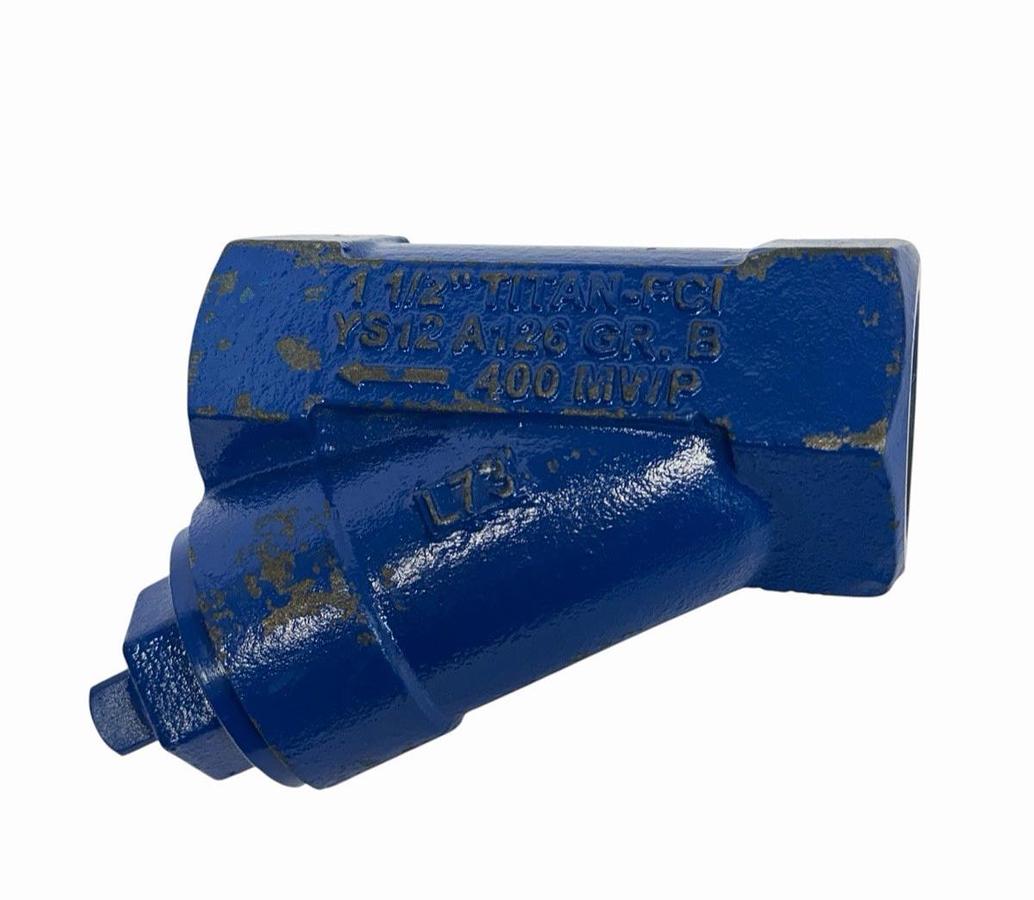 Used NEW Titan-FCI YS12 1-1/2" Y-Strainer Cast Iron A126 Gr. B 400 MWP Threaded