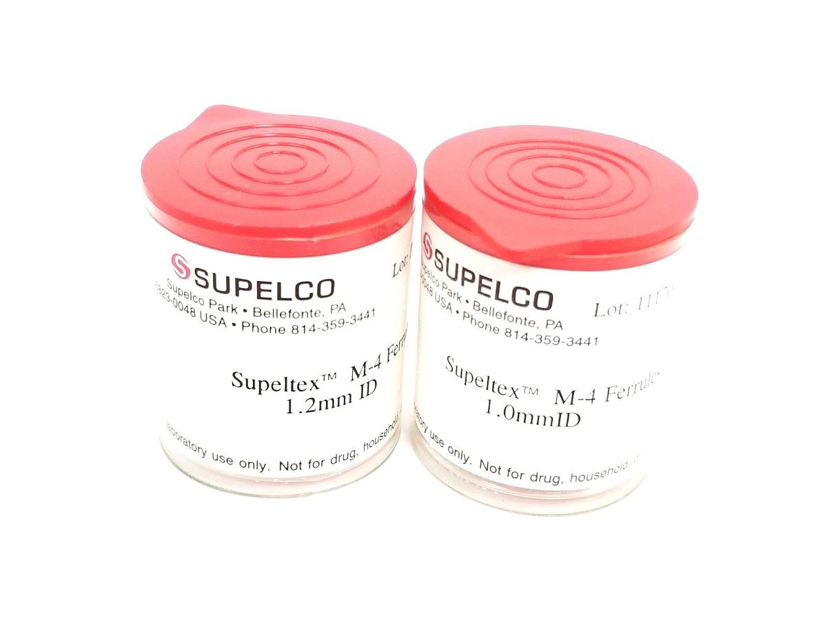 Used LOT OF (2) NEW PACKS OF 10 SUPELCO SUPELTEX M-4 FERRULES 1.0mmID